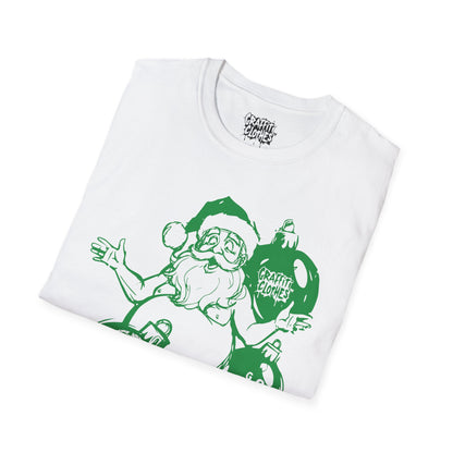 Santa Graffiti Style Ornament T-Shirt – Retro Holiday Graphic Tee