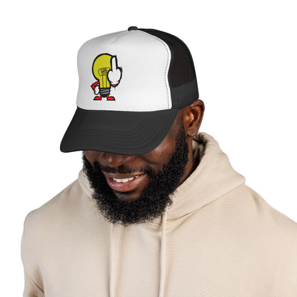 Graffiti Lightbulb Trucker Cap — Middle Finger Character Streetwear