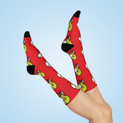 Cushioned Crew Socks — Red Lightbulb FU Character