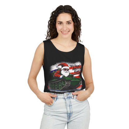 Santa Tank Top — 'YOU KNOW I’M AMERICAN RIGHT?' Military Holiday Graphic Tank