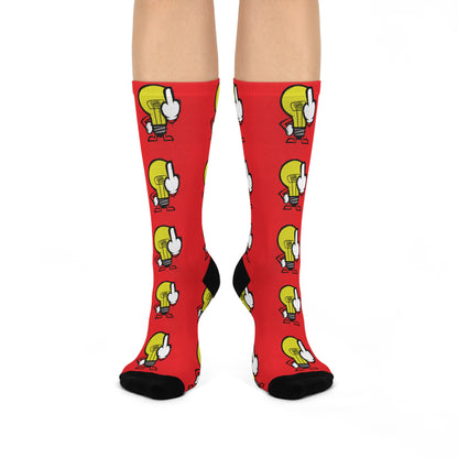 Cushioned Crew Socks — Red Lightbulb FU Character