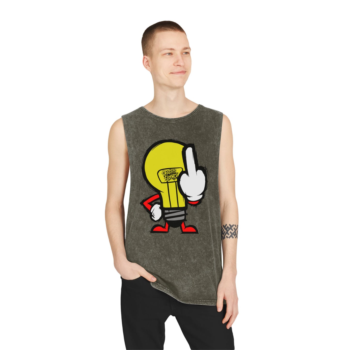 Graffiti Middle Finger Lightbulb Tank Top – Funny Sarcastic Graphic Tee