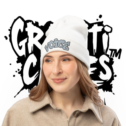 Embroidered 'Voice' Knit Beanie – Urban Graffiti Winter Hat