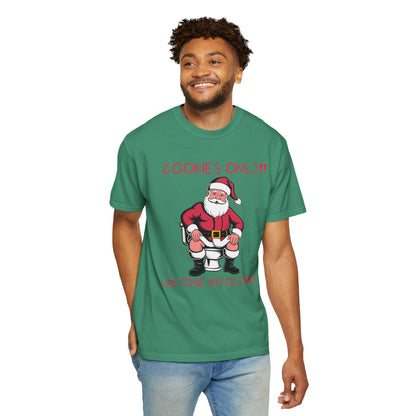 Christmas T-Shirt — Funny Santa “Cookies Only!! Lactose Intolerant” Holiday Tee