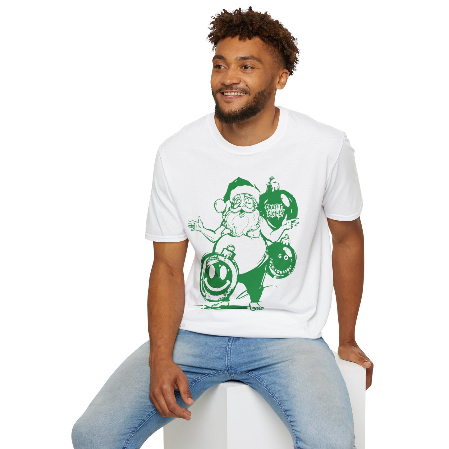 Santa Graffiti Style Ornament T-Shirt – Retro Holiday Graphic Tee