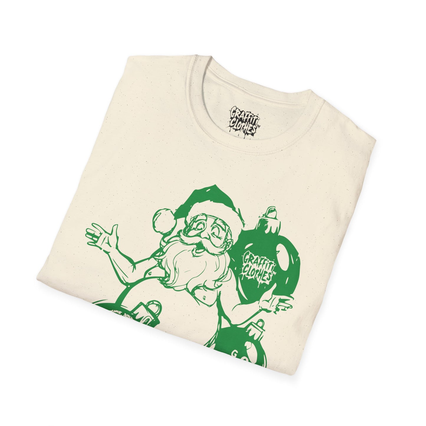 Santa Graffiti Style Ornament T-Shirt – Retro Holiday Graphic Tee