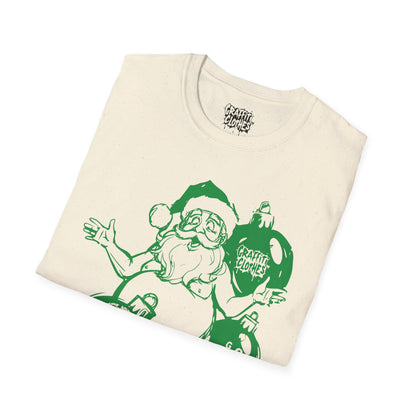 Santa Graffiti Style Ornament T-Shirt – Retro Holiday Graphic Tee