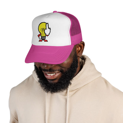 Graffiti Lightbulb Trucker Cap — Middle Finger Character Streetwear