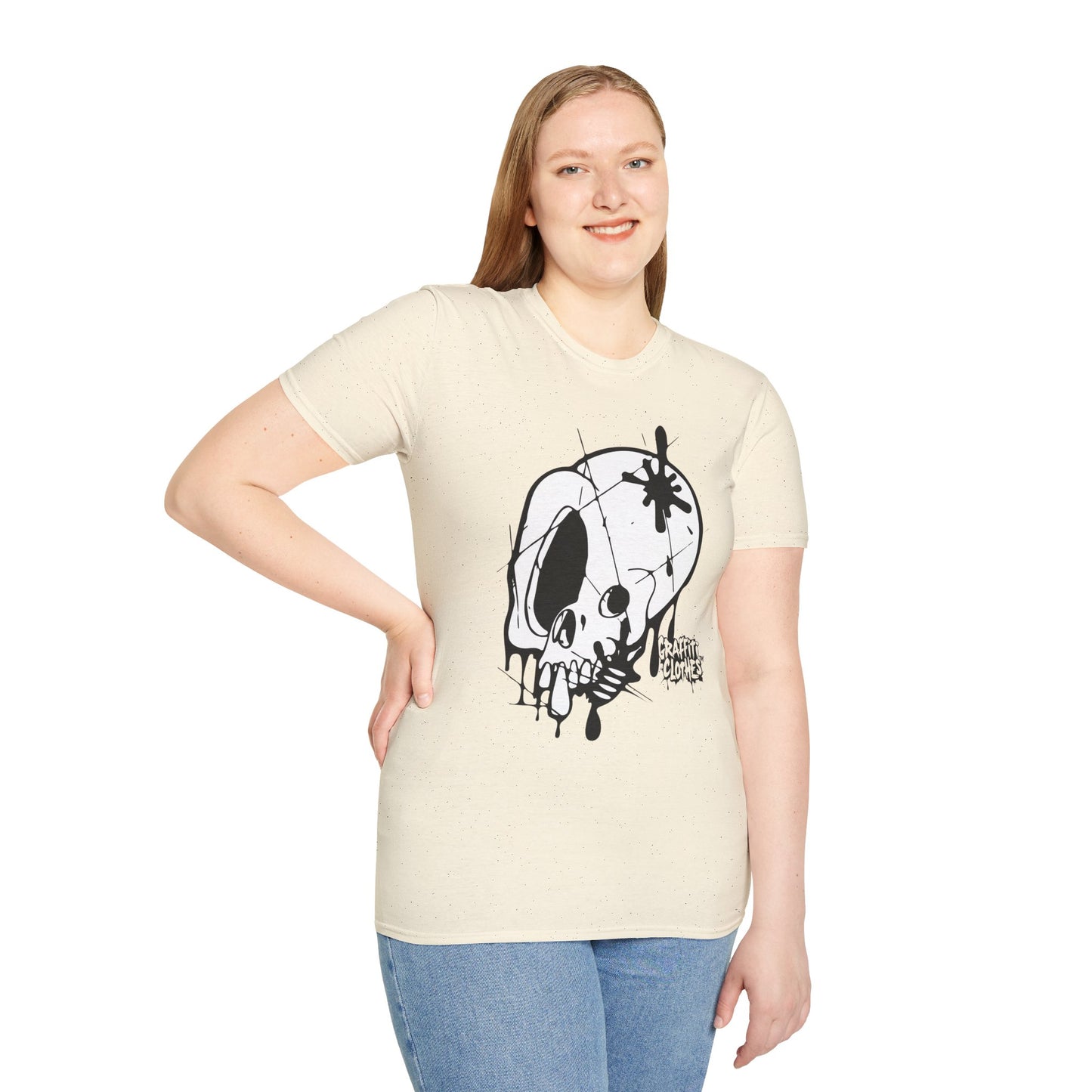 Skull Graffiti T-Shirt — Dripping Ink Skull Graphic Tee