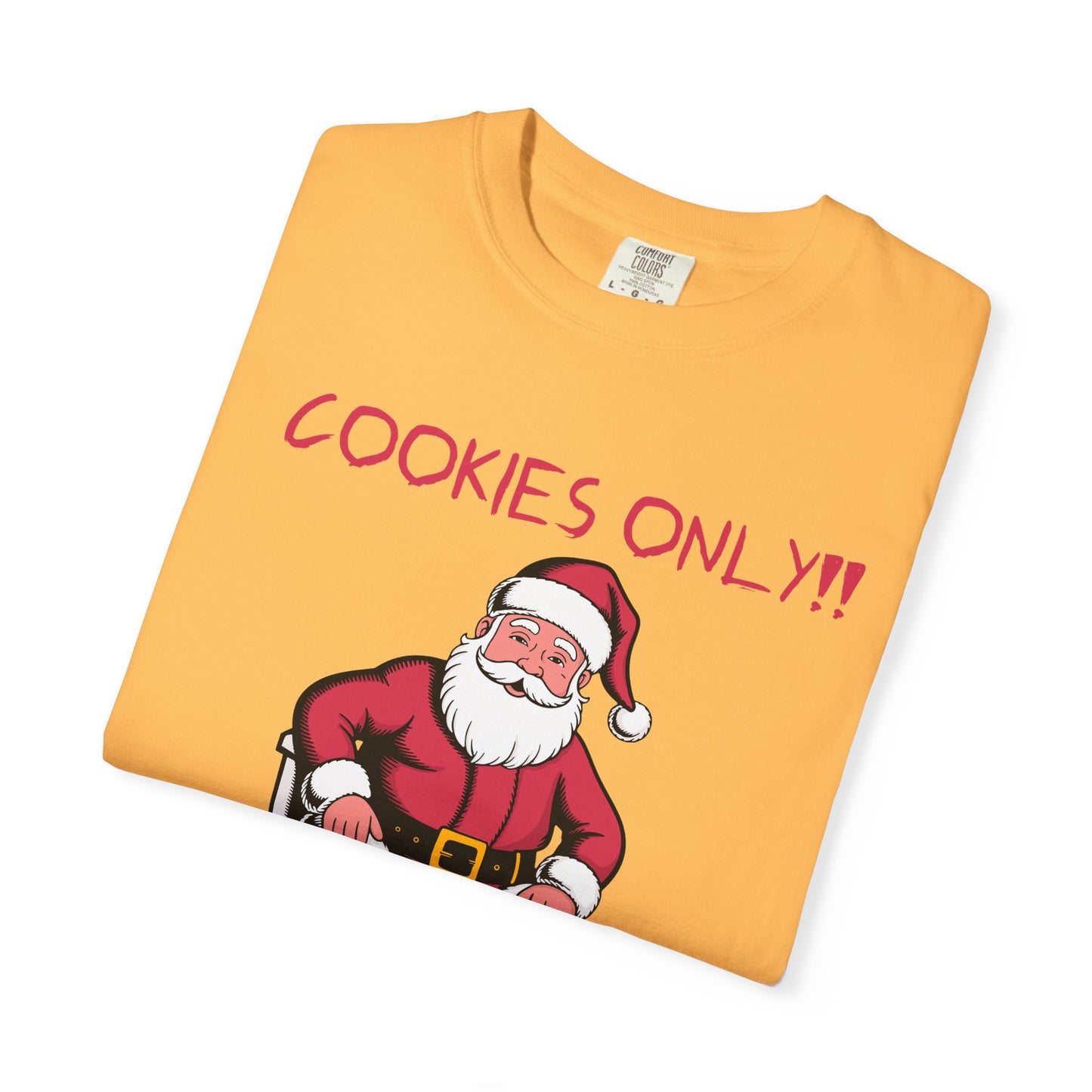Christmas T-Shirt — Funny Santa “Cookies Only!! Lactose Intolerant” Holiday Tee