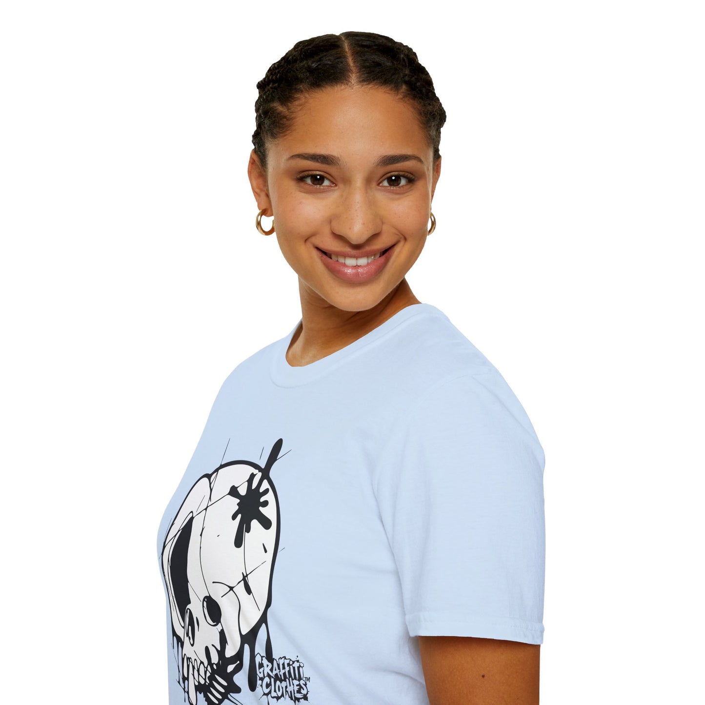 Skull Graffiti T-Shirt — Dripping Ink Skull Graphic Tee