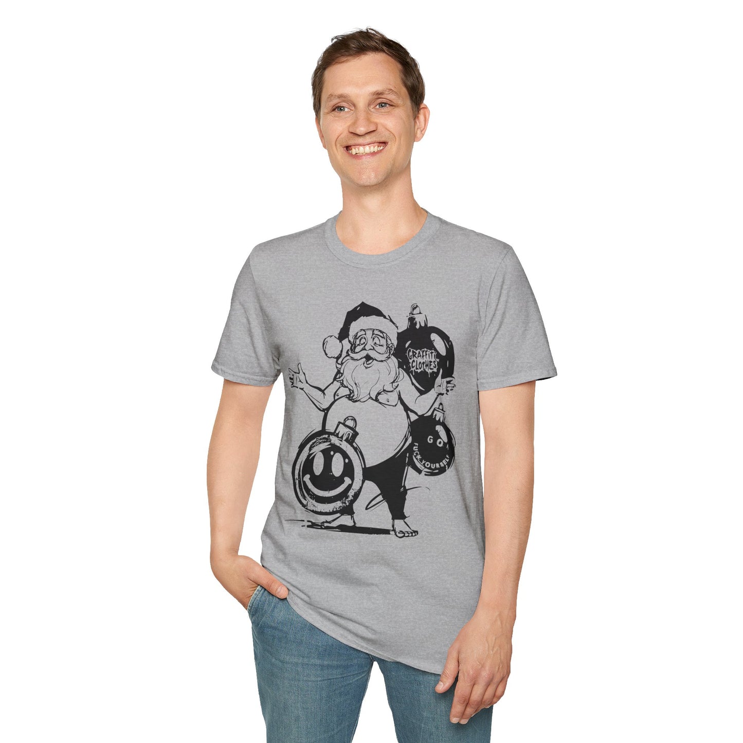 Santa Graffiti Ornaments T-Shirt — Funny Holiday Christmas Tee