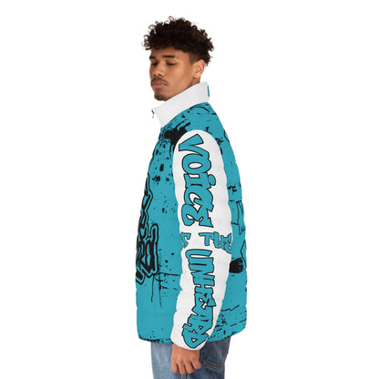 Voice of the Unheard Men's Puffer Jacket — 988 Graffiti Clothing