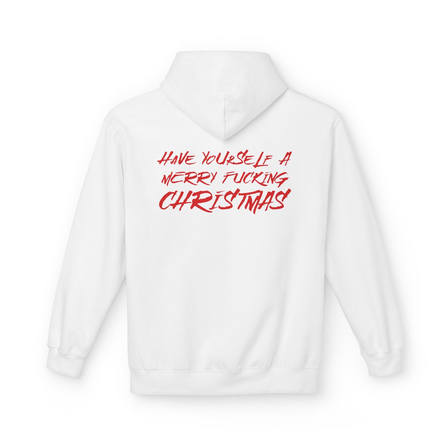 Christmas Graffiti Hoodie — "Have Yourself a Merry Fu***** Christmas" Red Print