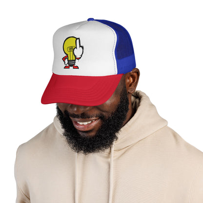 Graffiti Lightbulb Trucker Cap — Middle Finger Character Streetwear