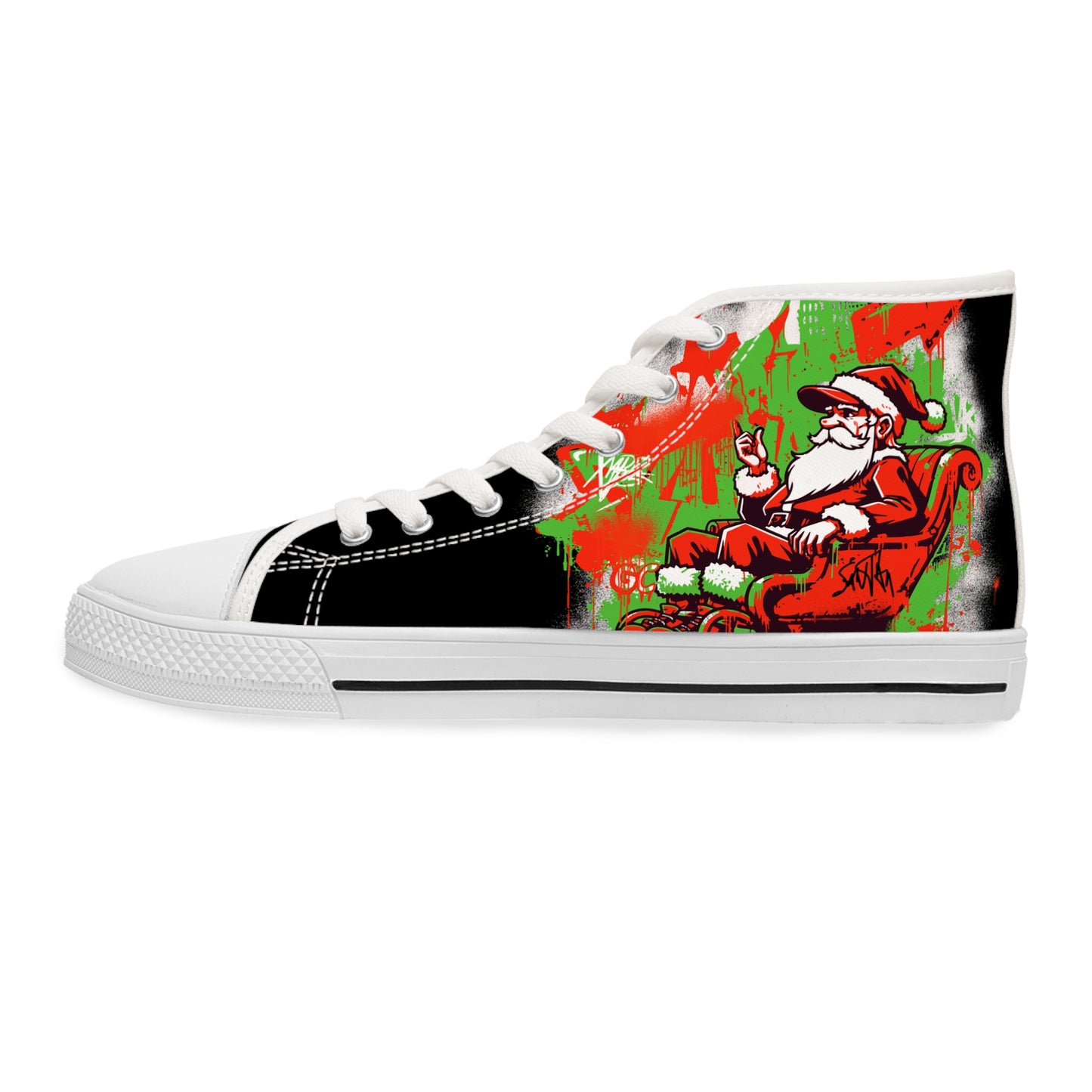 Christmas Santa High-Top Sneakers — Women's Holiday Canvas Shoes