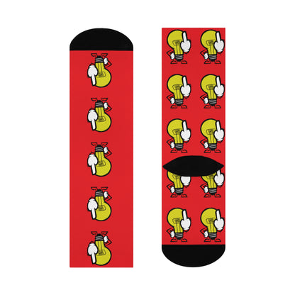 Cushioned Crew Socks — Red Lightbulb FU Character
